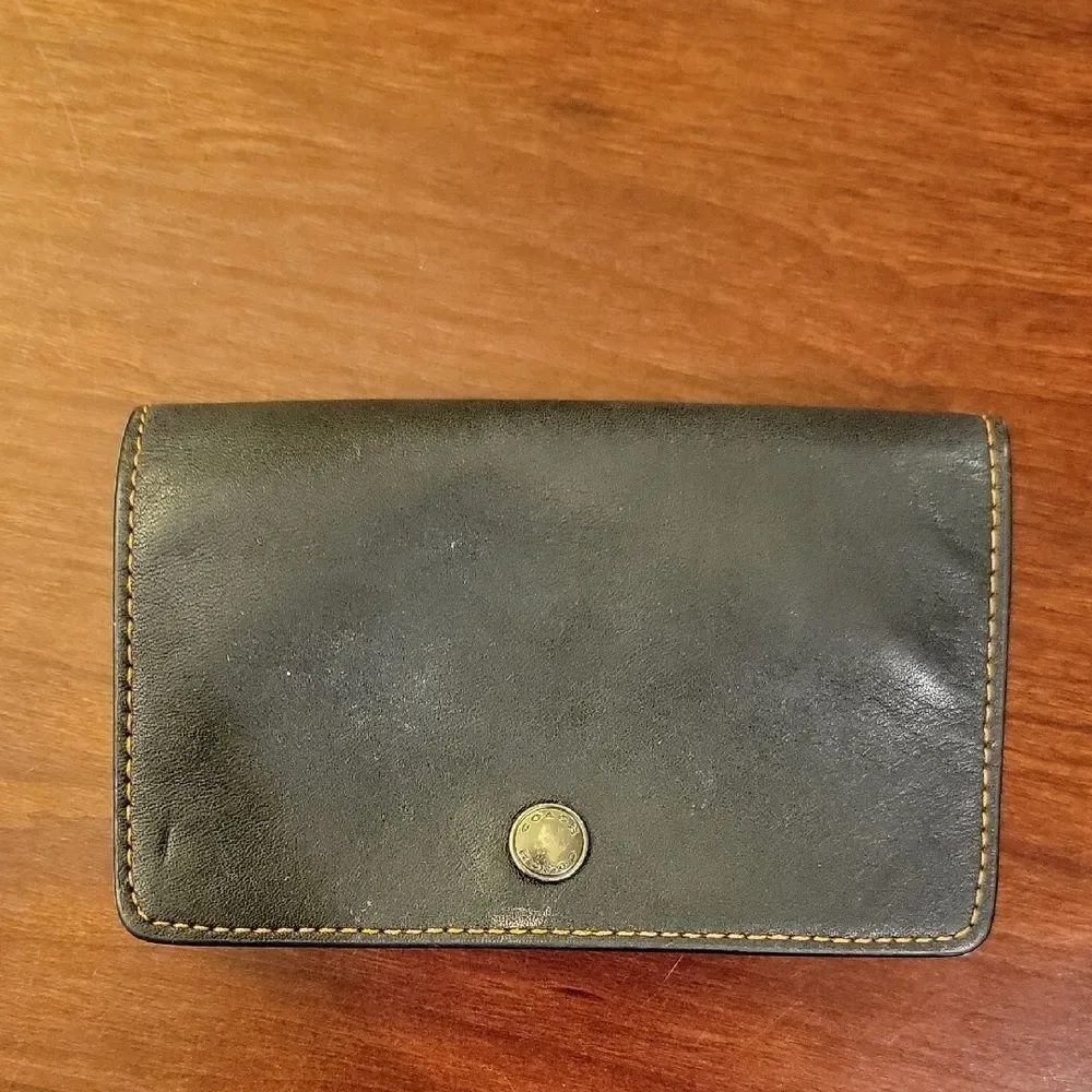 Coach Dark Leather Key Holder and Card Wallet